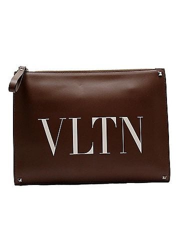Valentino Garavani Vltn Brown Leather Clutch Bag (view 1)