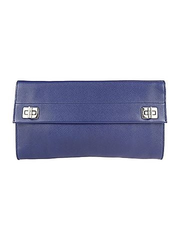 Prada Saffiano Blue Leather Clutch Bag (view 1)