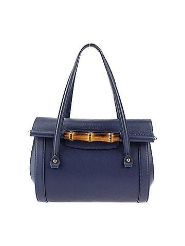 Gucci Bamboo Navy Leather Tote Bag (view 1)