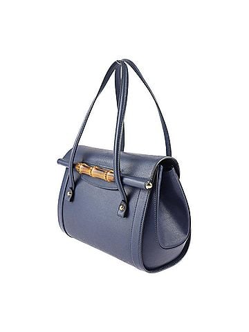 Gucci Bamboo Navy Leather Tote Bag (view 2)