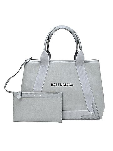 Balenciaga Navy Cabas Grey Canvas Tote Bag (view 1)