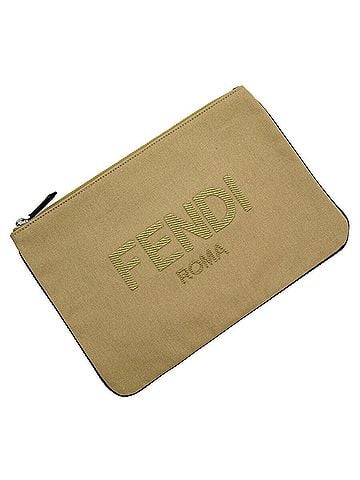 Fendi Beige Canvas Clutch Bag (view 1)