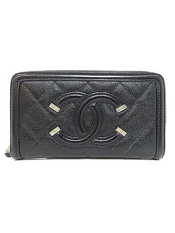 Chanel Long Portefeuille Zippé Black Leather Wallet (view 1)