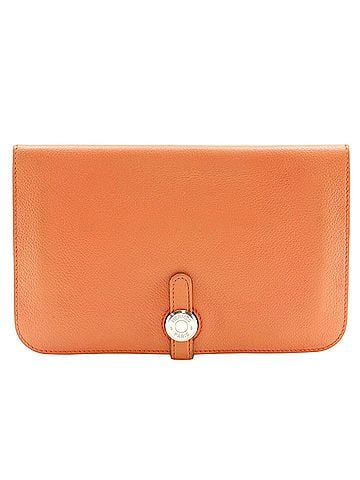 Hermès Dogon Orange Leather Wallet (view 1)