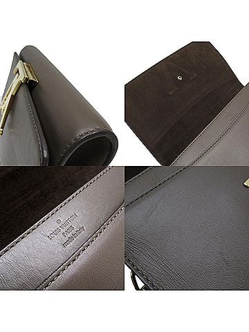Louis Vuitton Louise Brown Leather Clutch Bag (view 2)