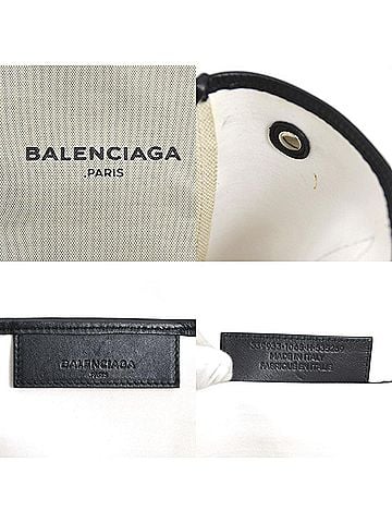 Balenciaga Navy Cabas Ecru Canvas Tote Bag (view 2)