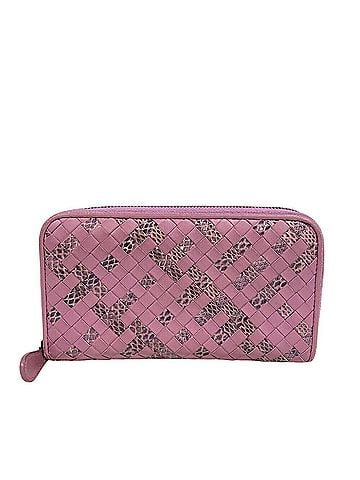 Bottega Veneta Zip Around Wallet Pink Leather Wallet (view 1)