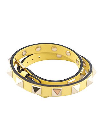 Valentino Garavani Rockstud Yellow Leather Bracelet Jewelry (view 1)
