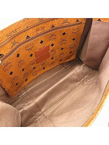 MCM Visetos Brown Canvas Tote Bag (view 1)