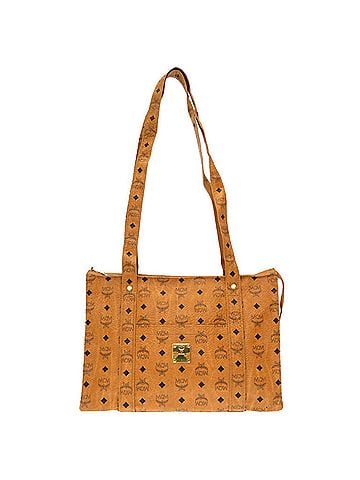 MCM Visetos Brown Canvas Tote Bag (view 2)