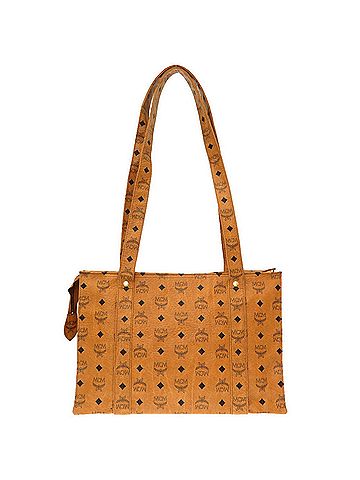 MCM Visetos Brown Canvas Tote Bag (view 1)