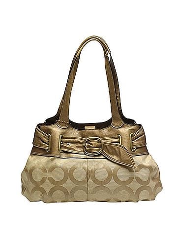 Coach Signature Beige Synthetic Shopper Bag (view 1)