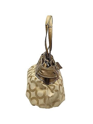 Coach Signature Beige Synthetic Shopper Bag (view 2)