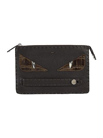 Fendi Selleria Brown Leather Clutch Bag (view 1)
