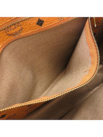 MCM Visetos Brown Canvas Tote Bag (view 2)