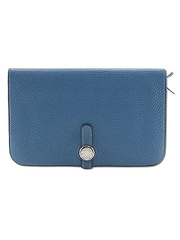 Hermès Dogon Blue Leather Wallet (view 1)