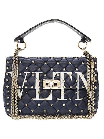 Valentino Garavani Vltn Navy Leather Shopper Bag (view 1)
