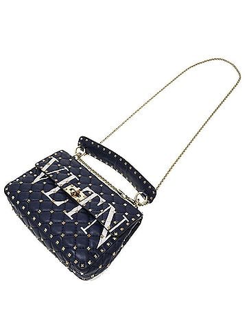 Valentino Garavani Vltn Navy Leather Shopper Bag (view 2)