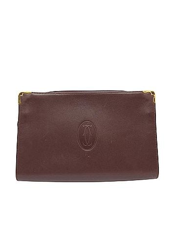 Cartier Must De  Burgundy Leather Clutch Bag (view 1)