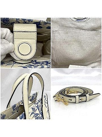 Gucci Gg Ribbon Blue Canvas Tote Bag (view 2)