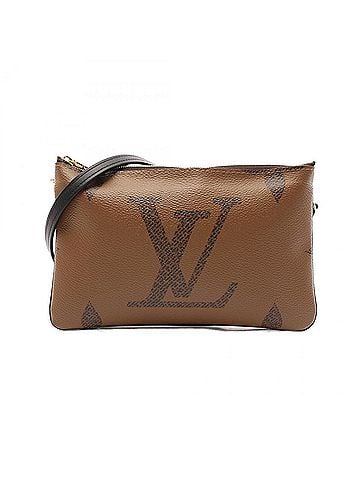Louis Vuitton Double Zip Brown Canvas Clutch Bag (view 1)