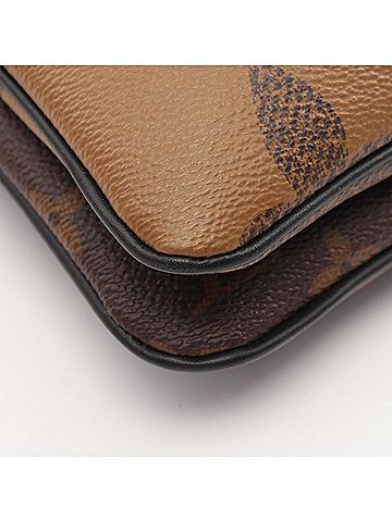 Louis Vuitton Double Zip Brown Canvas Clutch Bag (view 2)