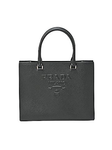 Prada Saffiano Black Leather Tote Bag (view 1)