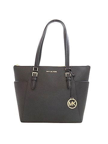 Michael Kors Charlotte Black Leather Tote Bag (view 1)