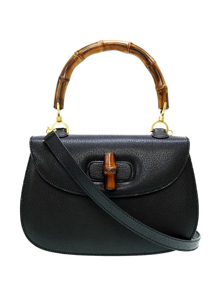 Gucci 100% Leather Solid Black Bamboo Black Leather Handbag One size - photo 1