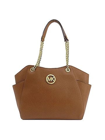 Michael Kors Jet Set Brown Leather Tote Bag (view 1)