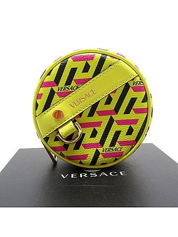Versace La Greca Yellow Canvas Clutch Bag (view 1)