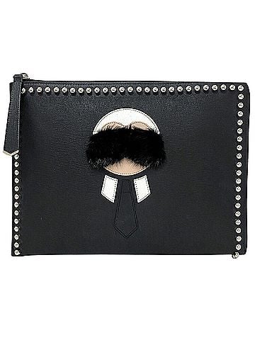 Fendi Studs Black Leather Clutch Bag (view 1)