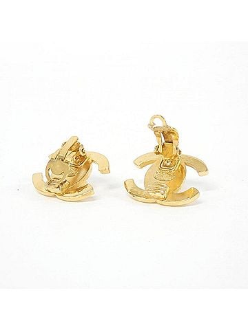Chanel Coco Mark Gold Gold Plated Earring Jewelry (view 2)