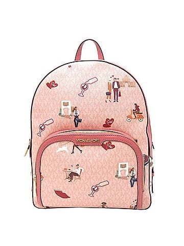 Michael Kors Jaycee Pink Canvas Backpack Bag (view 1)