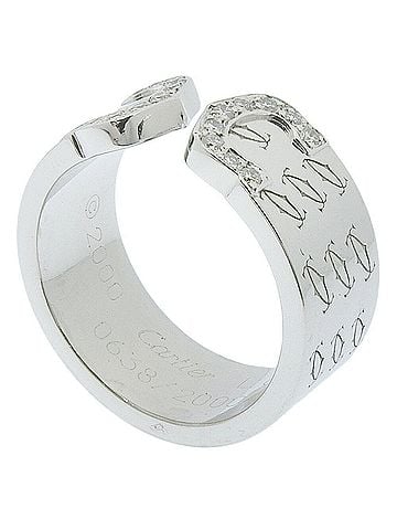 Cartier 2C C2 Silver White Gold Ring Jewelry (view 2)