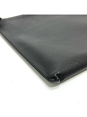 Prada Saffiano Black Leather Clutch Bag (view 2)
