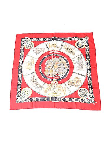Hermès Carré 90 Red Silk Scarf (view 2)