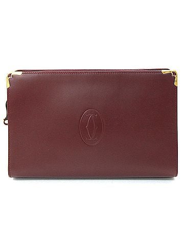 Cartier Must De  Burgundy Leather Clutch Bag (view 1)
