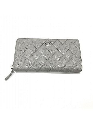 Chanel Matelassé Grey Leather Wallet (view 1)