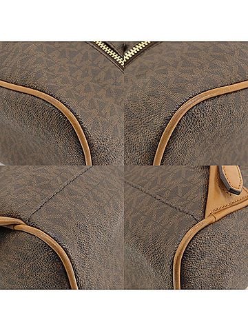 Michael Kors Rhea Brown Canvas Backpack Bag (view 2)