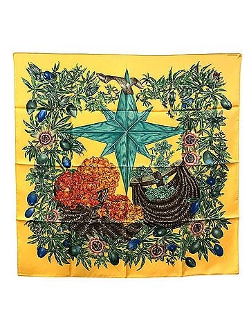 Hermès Carré 90 Yellow Silk Scarf (view 1)