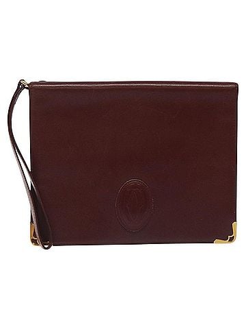 Cartier Must De  Burgundy Leather Clutch Bag (view 1)