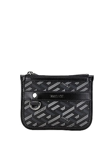 Versace La Greca Black Leather Clutch Bag (view 1)