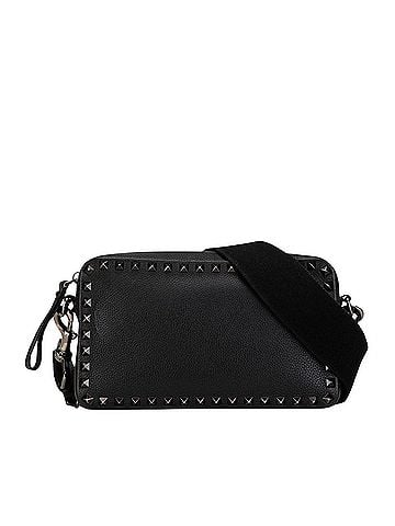 Valentino Garavani Rockstud Black Leather Shoulder Bag (view 1)