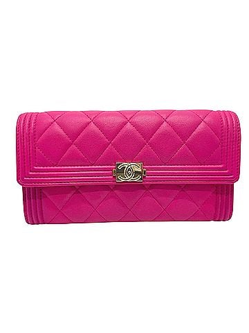 Chanel Boy Pink Leather Wallet (view 1)