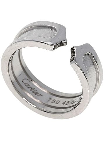 Cartier 2C C2 Silver White Gold Ring Jewelry (view 1)