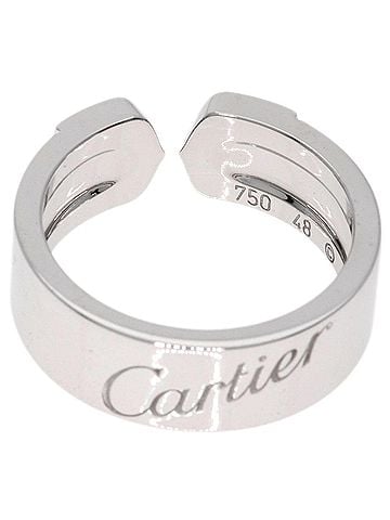 Cartier 2C C2 Silver White Gold Ring Jewelry (view 1)