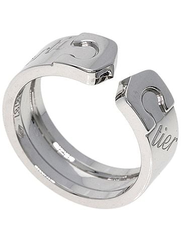 Cartier 2C C2 Silver White Gold Ring Jewelry (view 2)