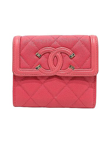 Chanel Logo Cc Pink Leather Wallet (view 1)