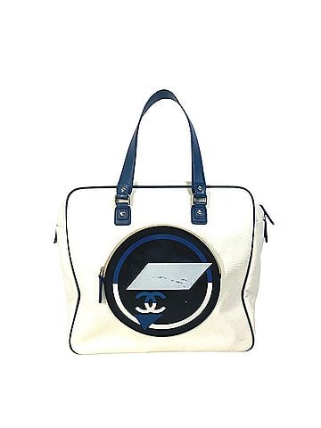 Chanel Coco Mark White Canvas Tote Bag (view 1)